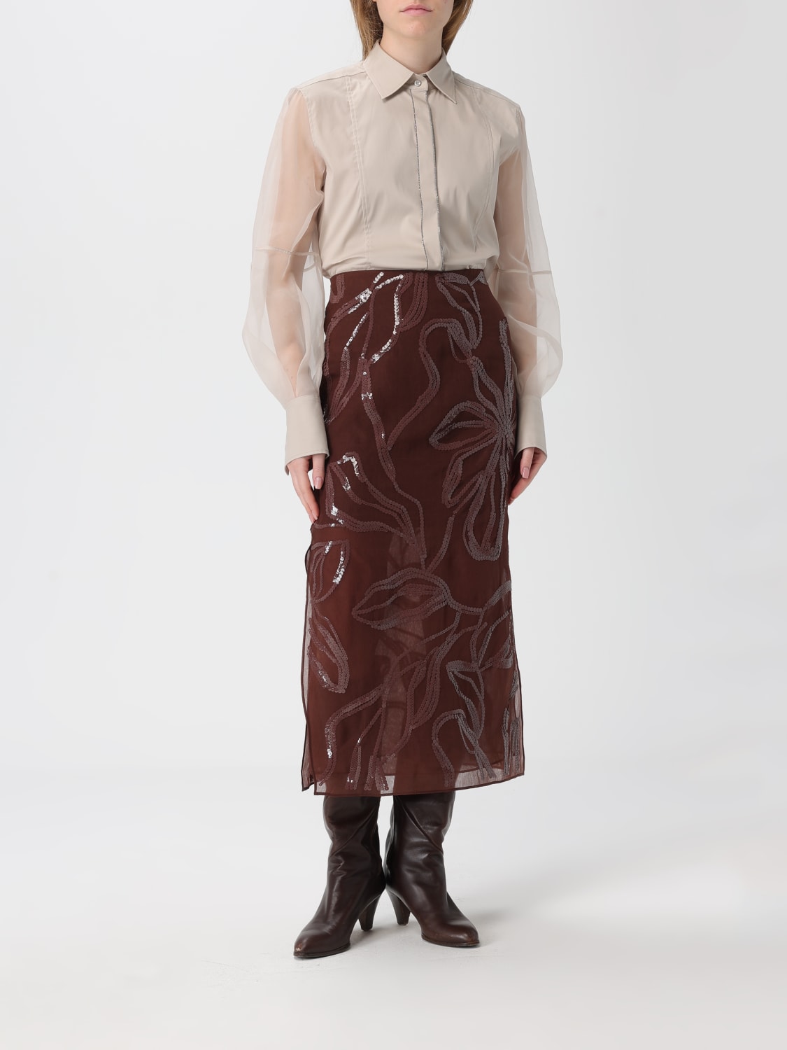 BRUNELLO CUCINELLI SKIRT: Skirt woman Brunello Cucinelli, Burgundy - Img 2