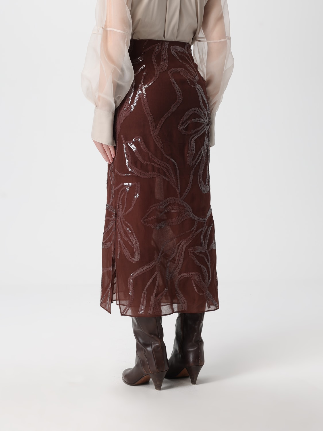 BRUNELLO CUCINELLI SKIRT: Skirt woman Brunello Cucinelli, Burgundy - Img 3