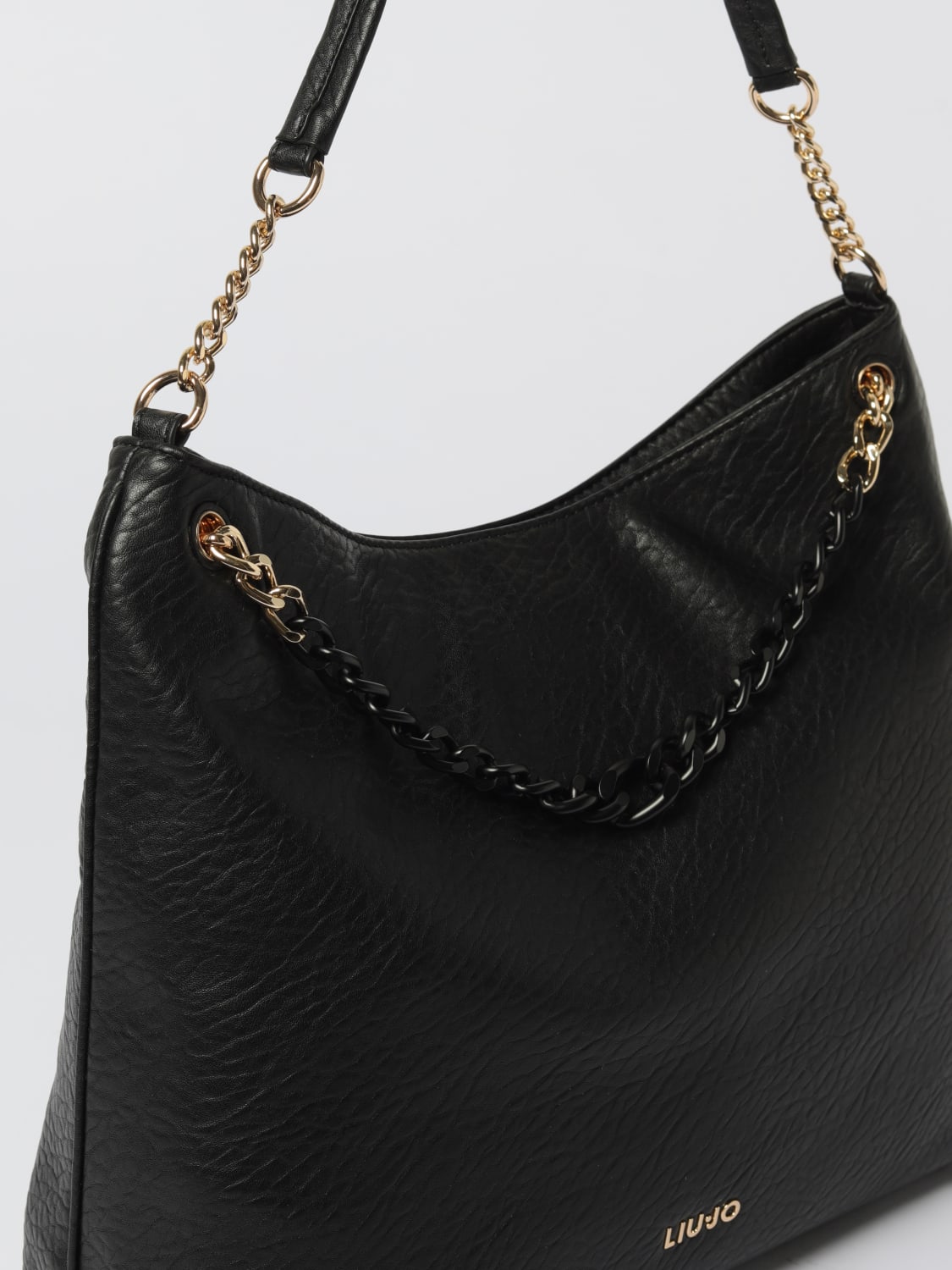 LIU JO BORSA A SPALLA: Borsa Liu Jo in pelle sintetica martellata , Nero - Img 3