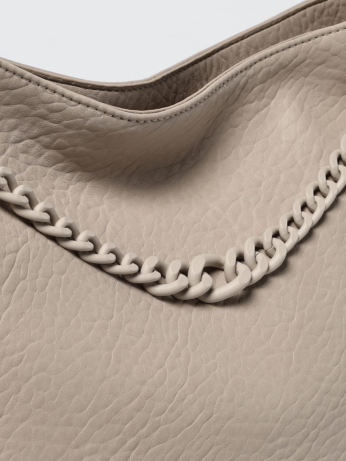 LIU JO BORSA A SPALLA: Borsa Liu Jo in pelle sintetica martellata , Beige - Img 3