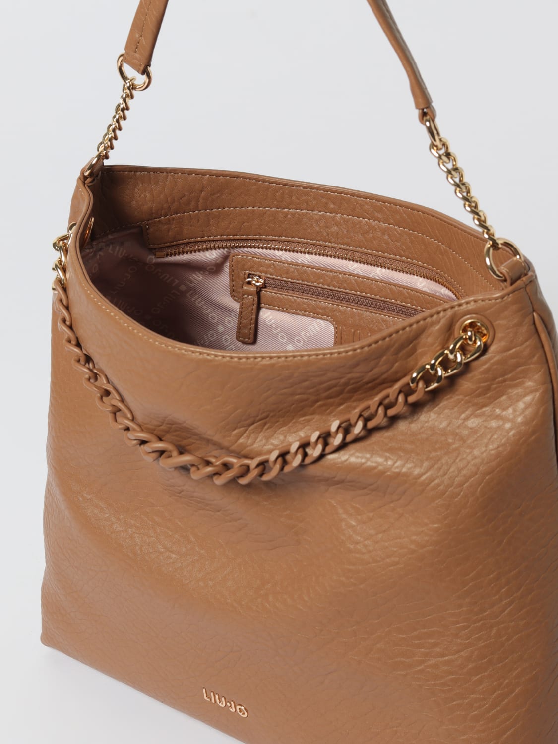 LIU JO BORSA A SPALLA: Borsa Liu Jo in pelle sintetica martellata , Marrone - Img 3