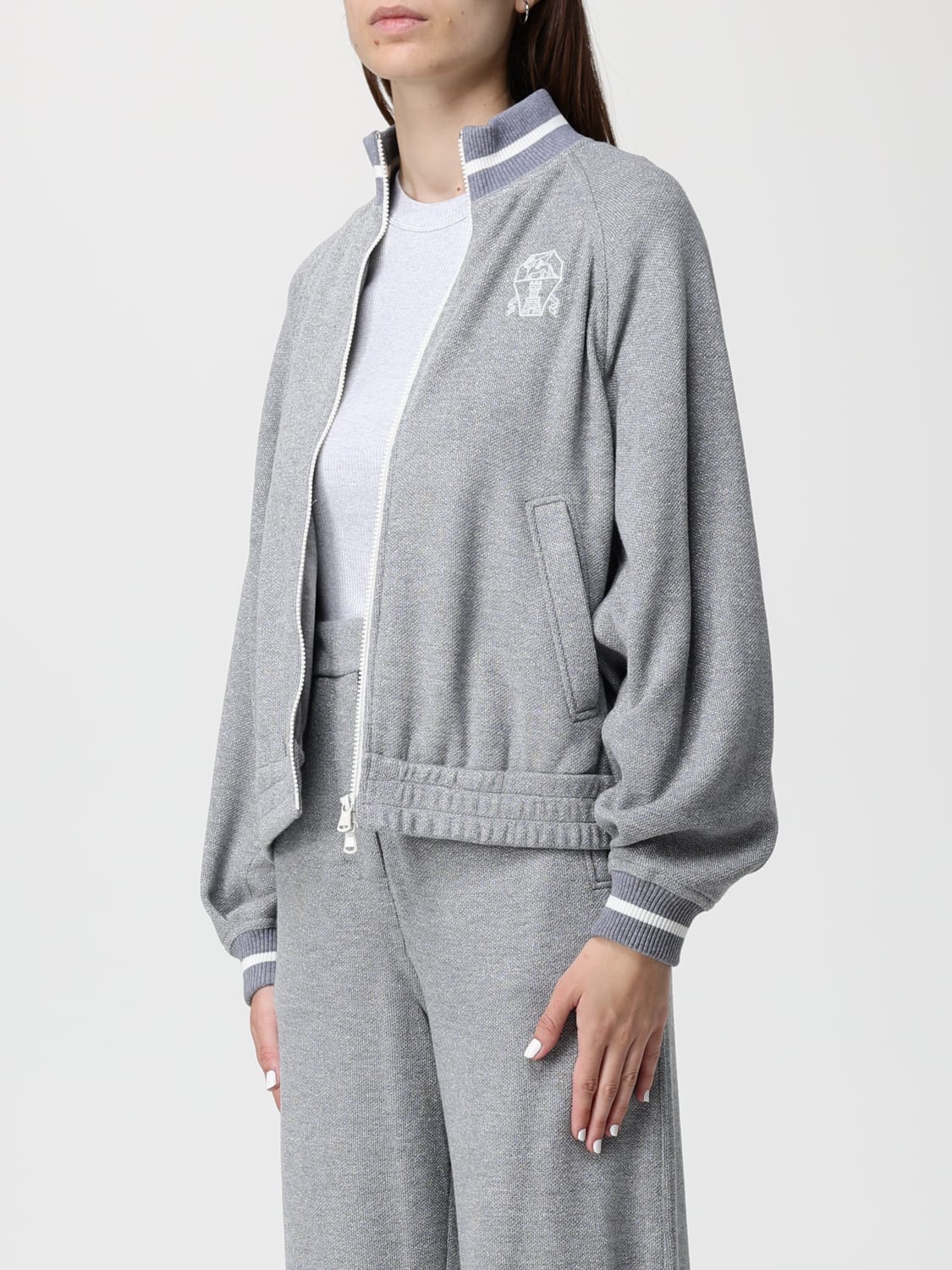 BRUNELLO CUCINELLI FELPA: Felpa Brunello Cucinelli in misto cotone , Silver - Img 4