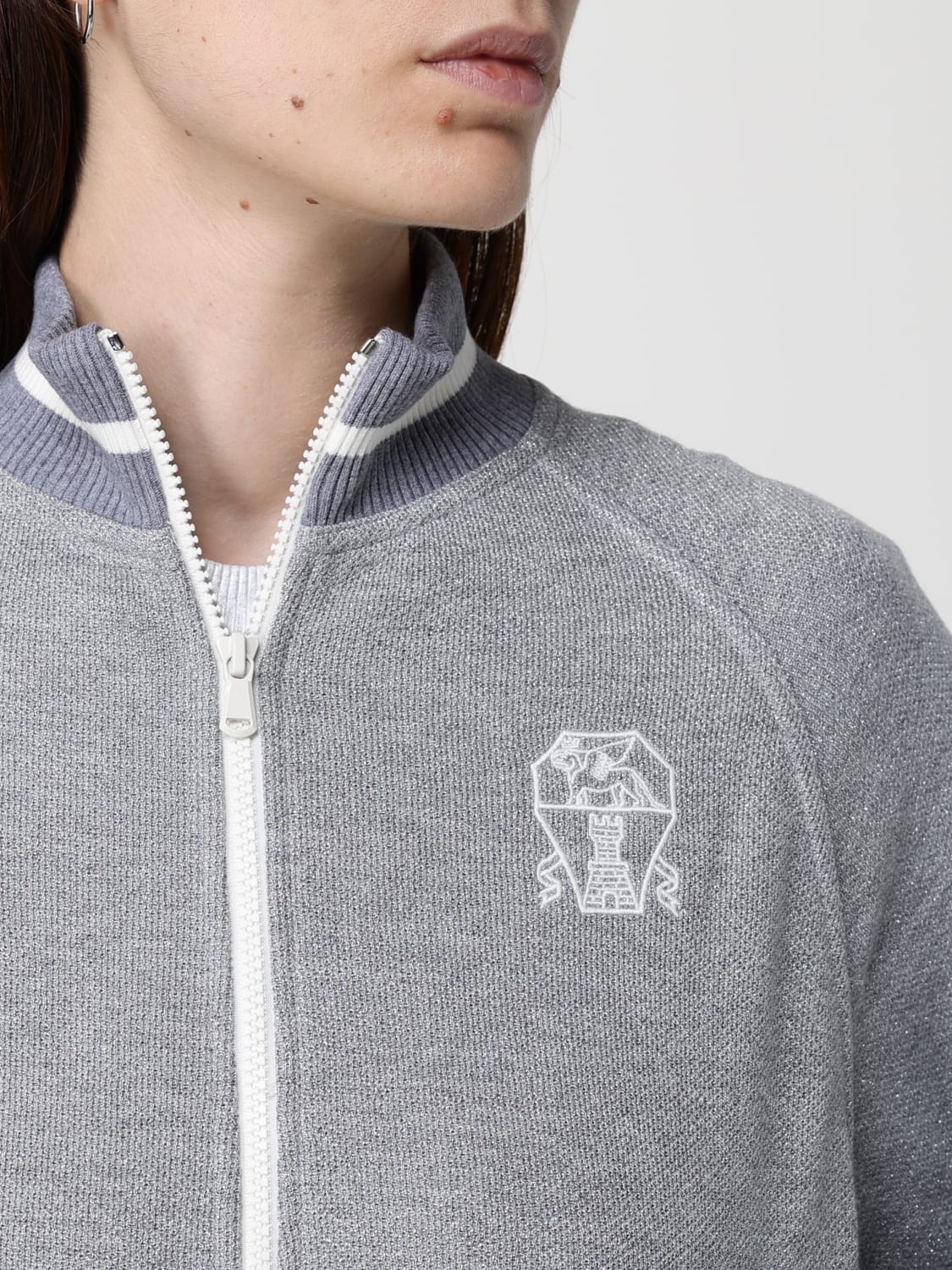 BRUNELLO CUCINELLI FELPA: Felpa Brunello Cucinelli in misto cotone , Silver - Img 5