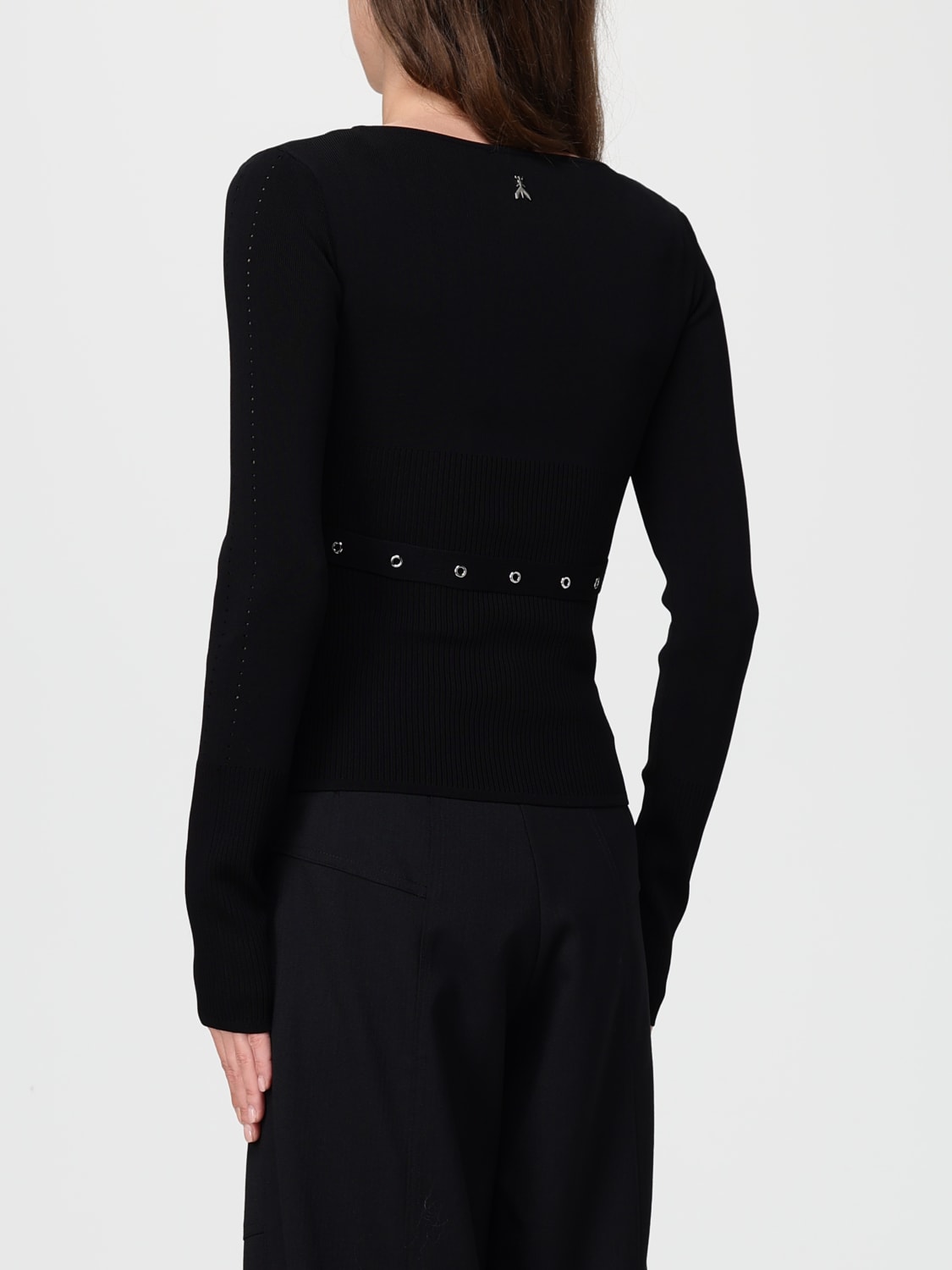 PATRIZIA PEPE MAGLIA: Maglia in viscosa con cinta Patrizia Pepe, Nero - Img 2