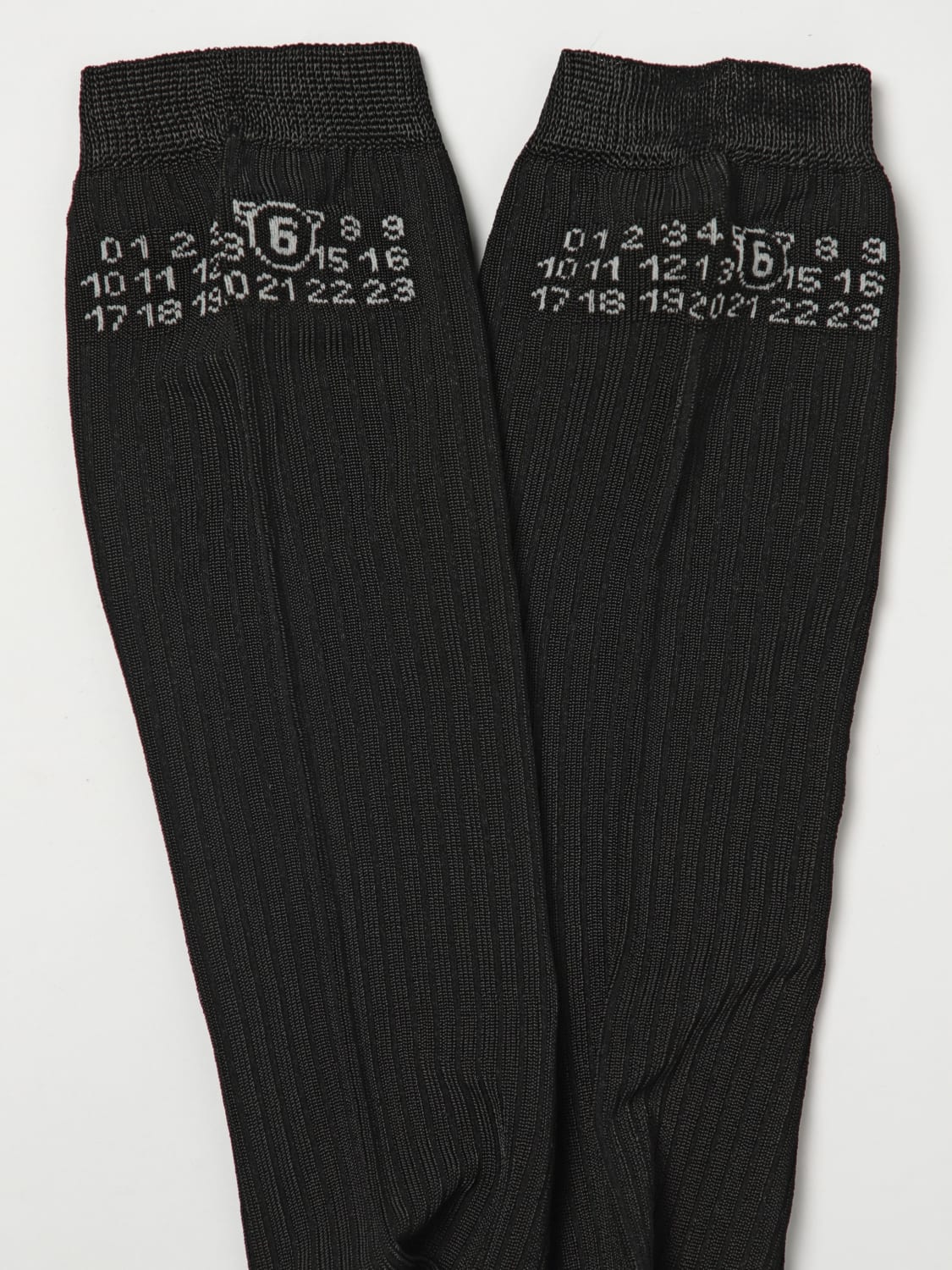 MM6 MAISON MARGIELA CALZE: Calze in misto viscosa con logo Mm6 Maison Margiela, Nero - Img 2