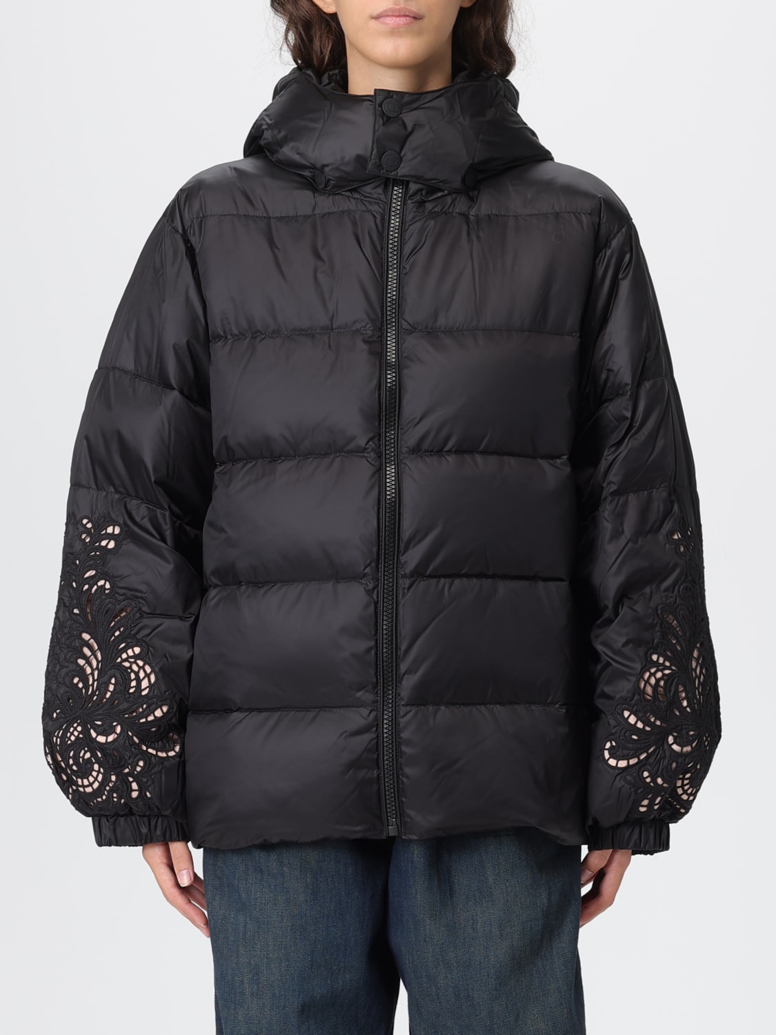 TWINSET GIACCA: Piumino Twinset in nylon con ricami , Nero - Img 1