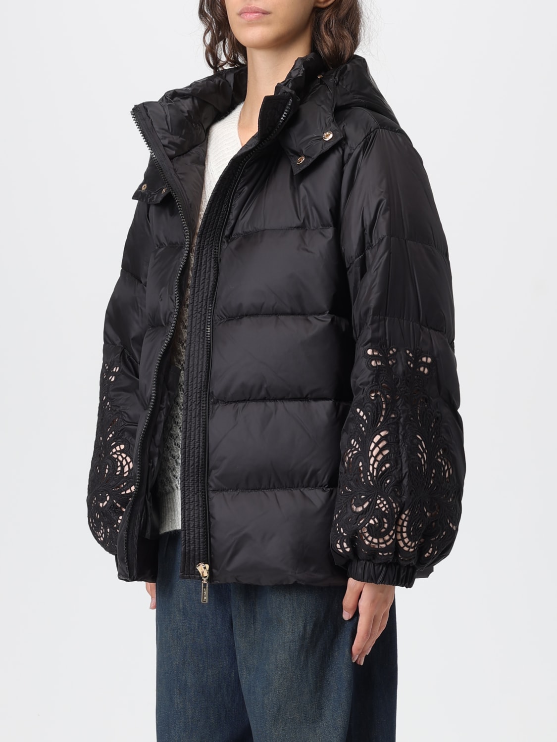 TWINSET GIACCA: Piumino Twinset in nylon con ricami , Nero - Img 3
