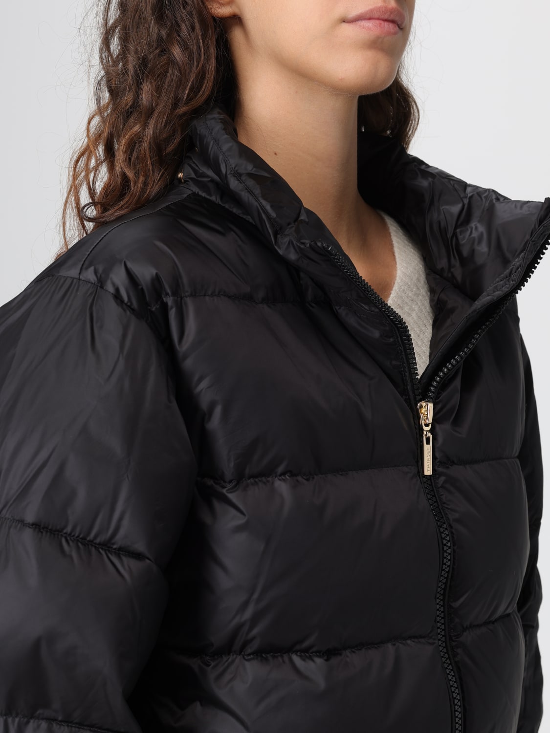 TWINSET GIACCA: Piumino Twinset in nylon con ricami , Nero - Img 4