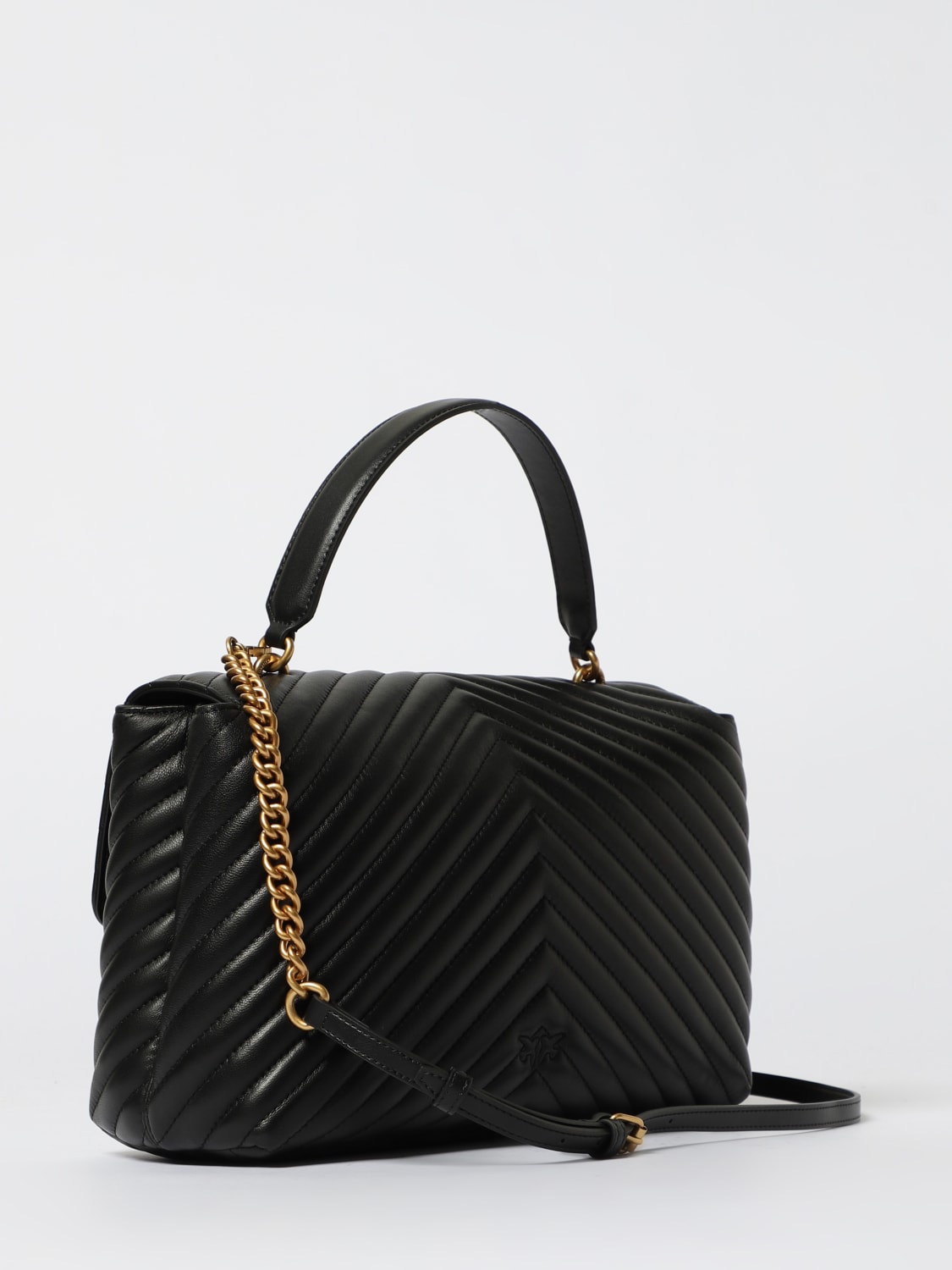 PINKO BORSA A MANO: Borsa Lady Love Bag Puff Pinko in nappa matelassè chevron, Nero - Img 2