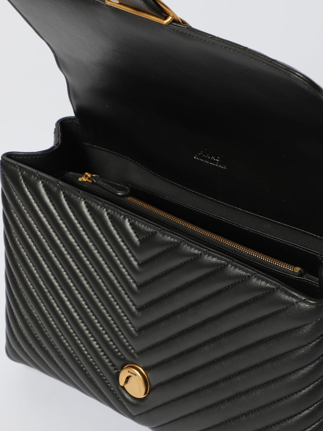 PINKO BORSA A MANO: Borsa Lady Love Bag Puff Pinko in nappa matelassè chevron, Nero - Img 3