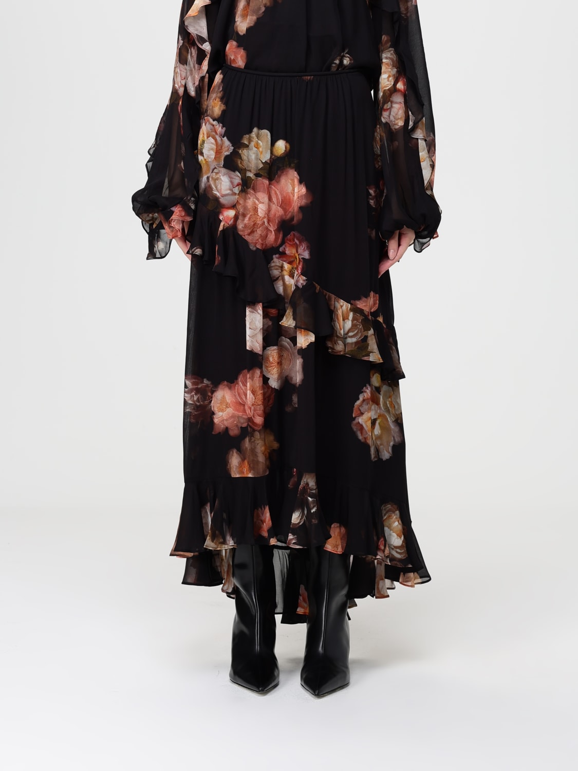 ZIMMERMANN GONNA: Gonna Zimmermann in chiffon con stampa floreale , Fantasia - Img 1