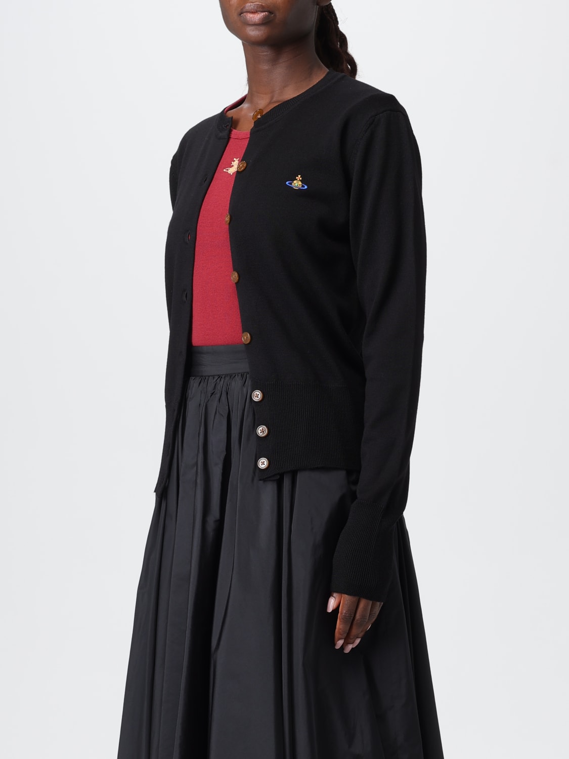 VIVIENNE WESTWOOD MAGLIA: Cardigan in lana vergine Vivienne Westwood, Nero - Img 4