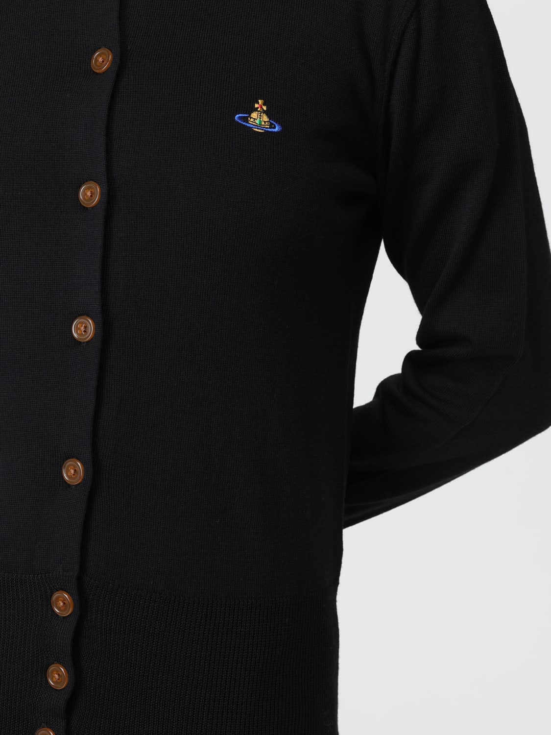 VIVIENNE WESTWOOD MAGLIA: Cardigan in lana vergine Vivienne Westwood, Nero - Img 5