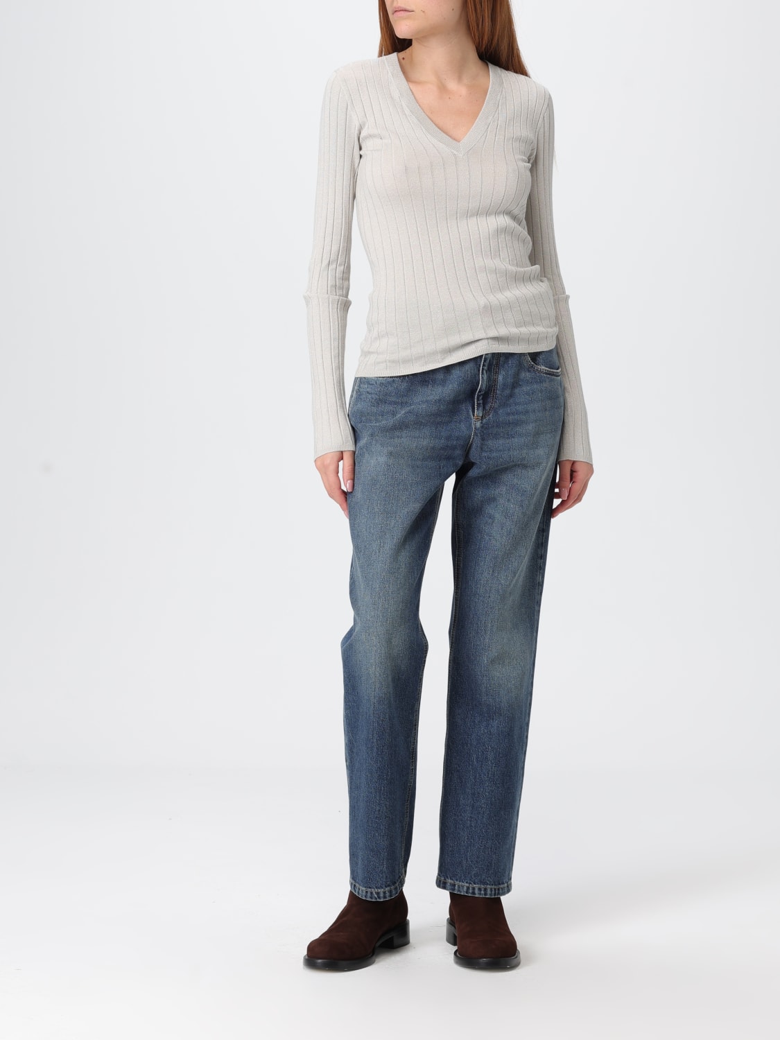 BRUNELLO CUCINELLI 毛衣: 毛衣 女士 Brunello Cucinelli, 珍珠色 - Img 2