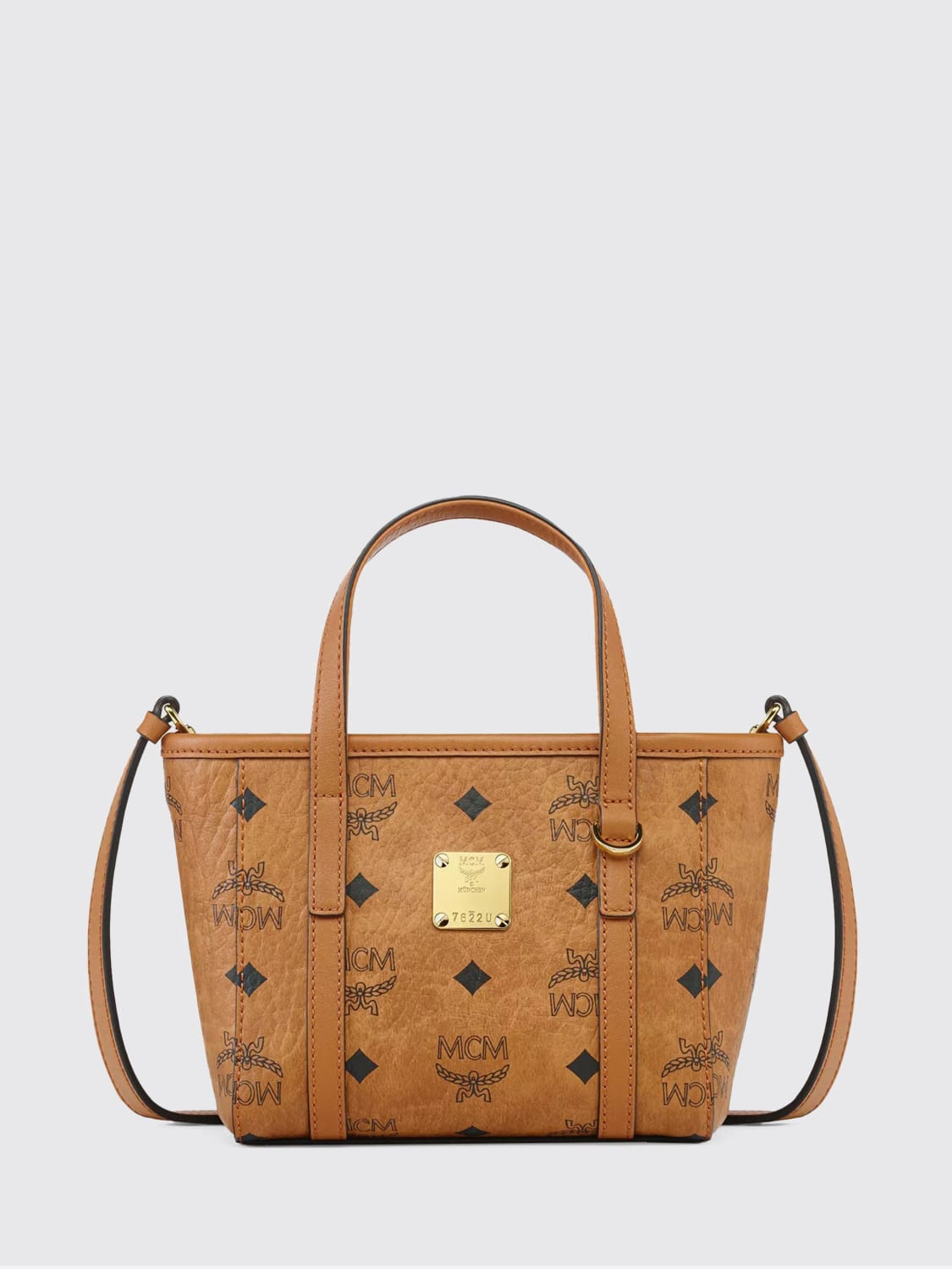 MCM BORSA MINI: Borsa Toni Vi X-Mini Shopper MCM in cotone spalmato , Cuoio - Img 1