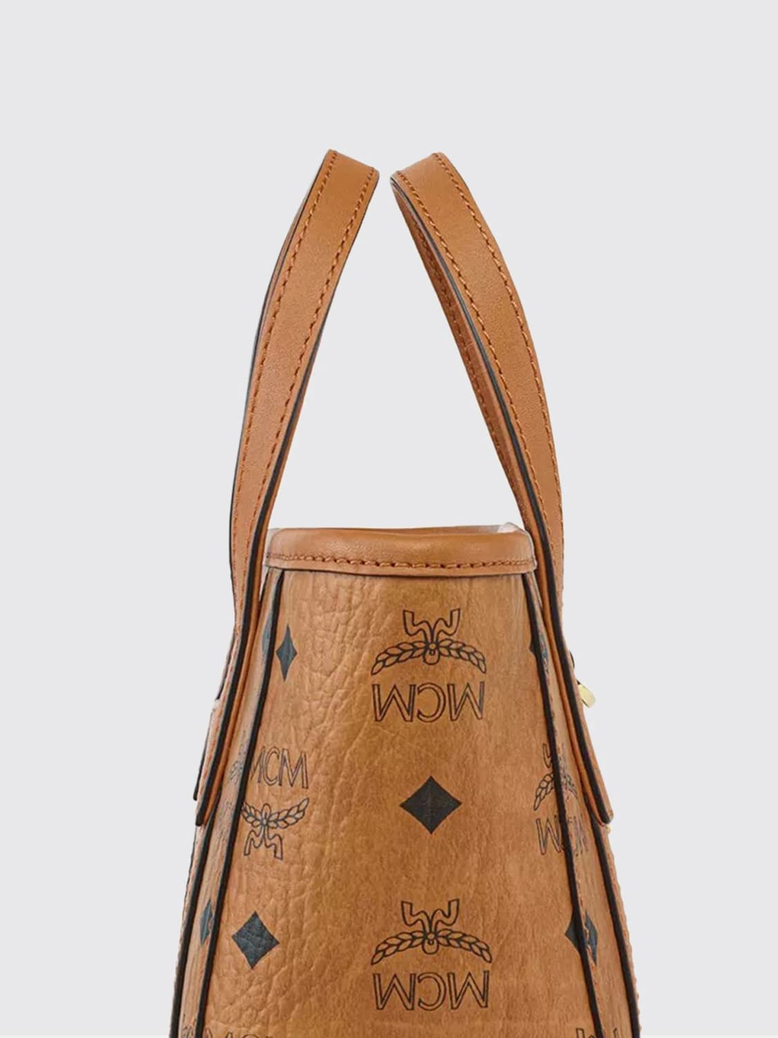 MCM BORSA MINI: Borsa Toni Vi X-Mini Shopper MCM in cotone spalmato , Cuoio - Img 3