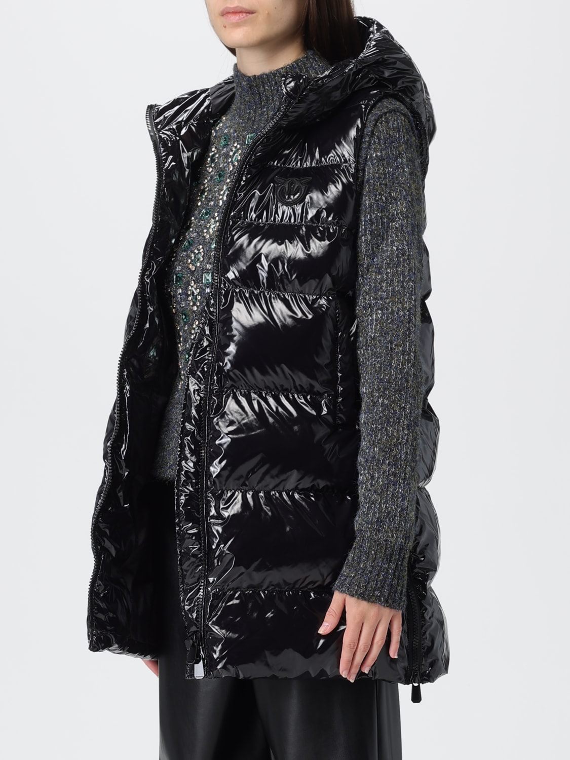 PINKO GILET: Gilet Graffetta trapuntato Pinko in nylon , Nero - Img 3