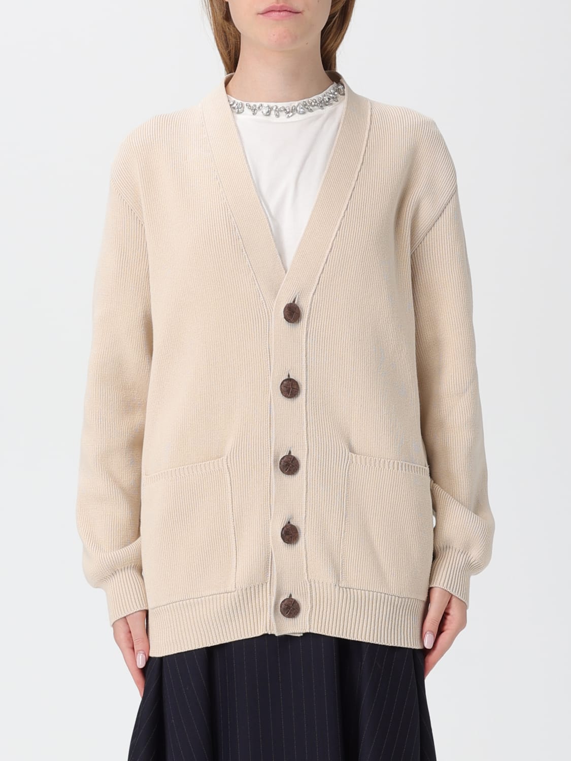 GOLDEN GOOSE SWEATER: Cardigan woman Golden Goose, Beige - Img 1
