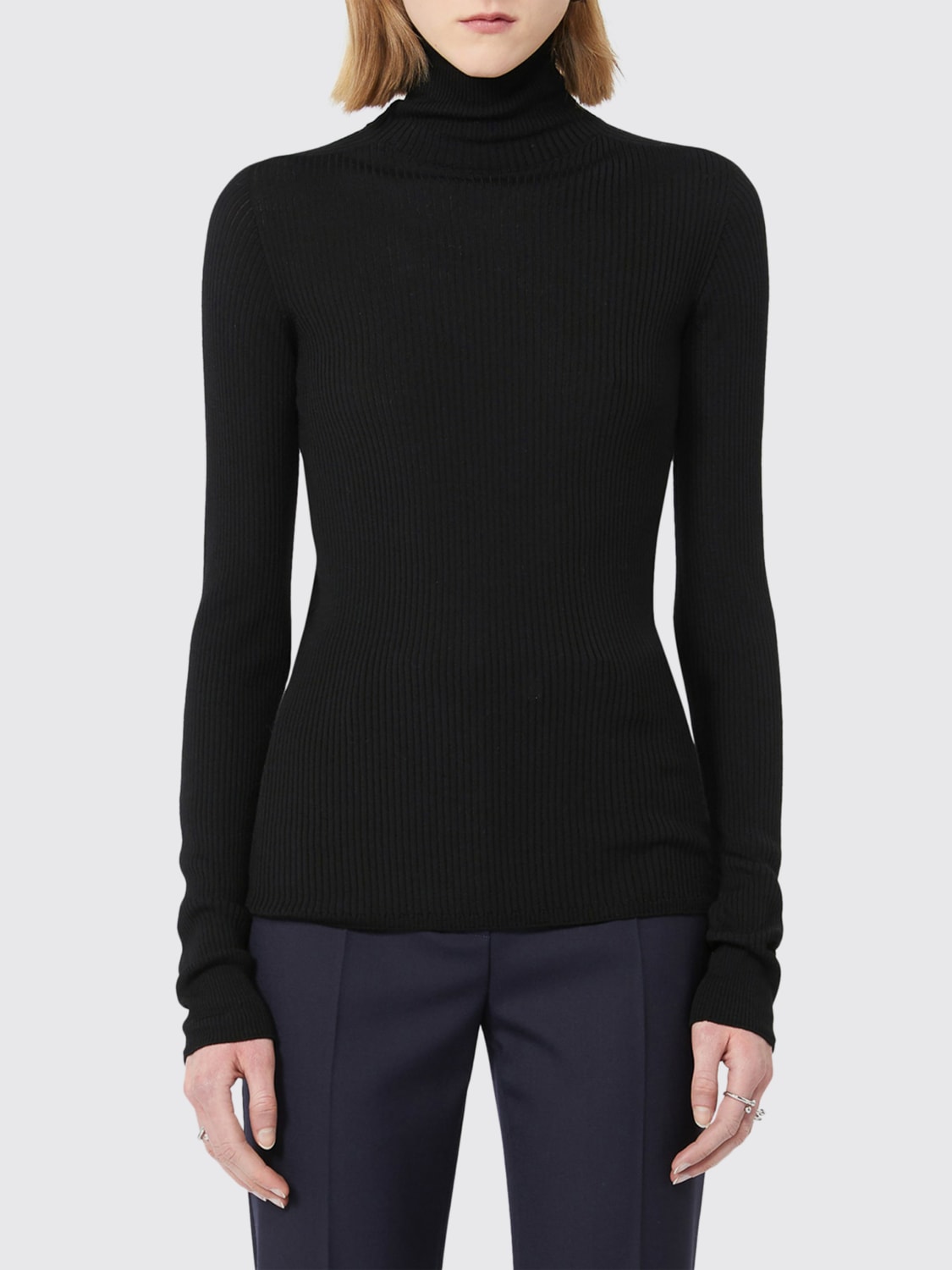 SPORTMAX TOP: Pullover Sportmax in lana a coste , Nero - Img 1
