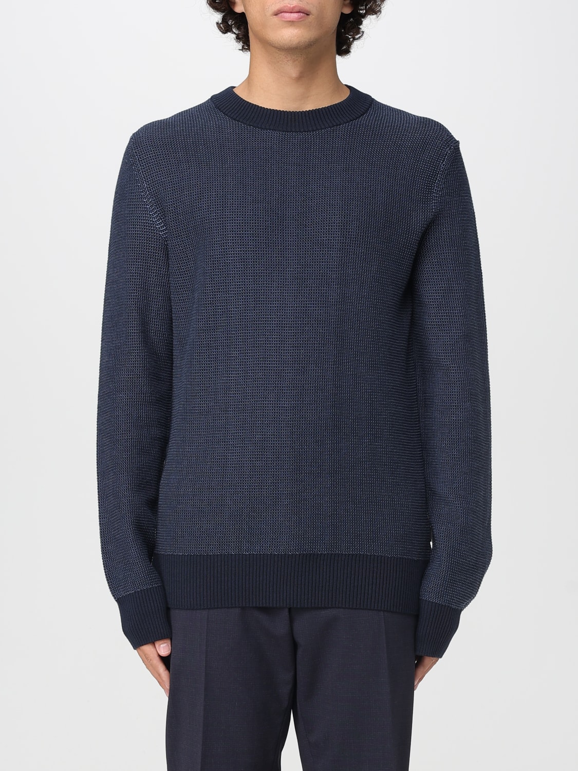 BOSS MAGLIA: Maglia a girocollo Boss in cotone, Blue - Img 1