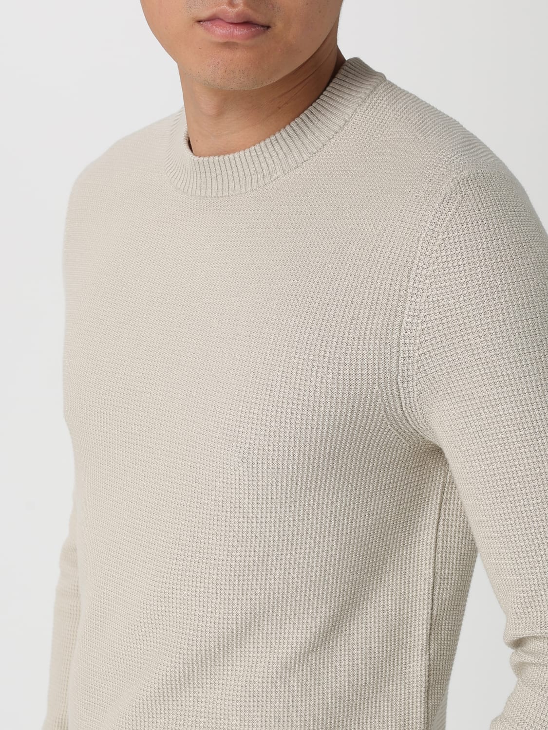 BOSS MAGLIA: Maglia a girocollo Boss in cotone, Beige - Img 3