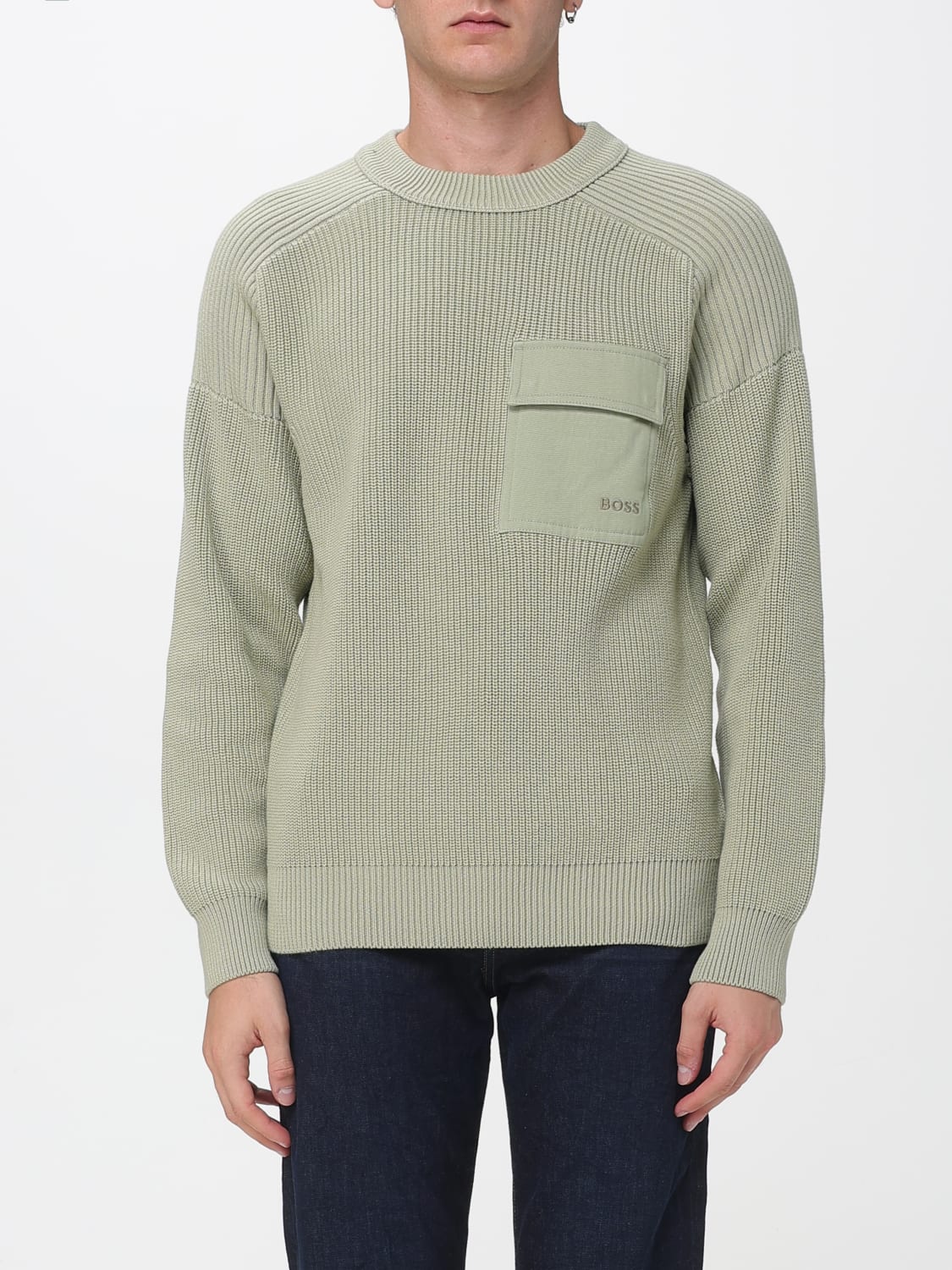 BOSS 毛衣: 毛衣 男士 Boss, 绿色 - Img 1