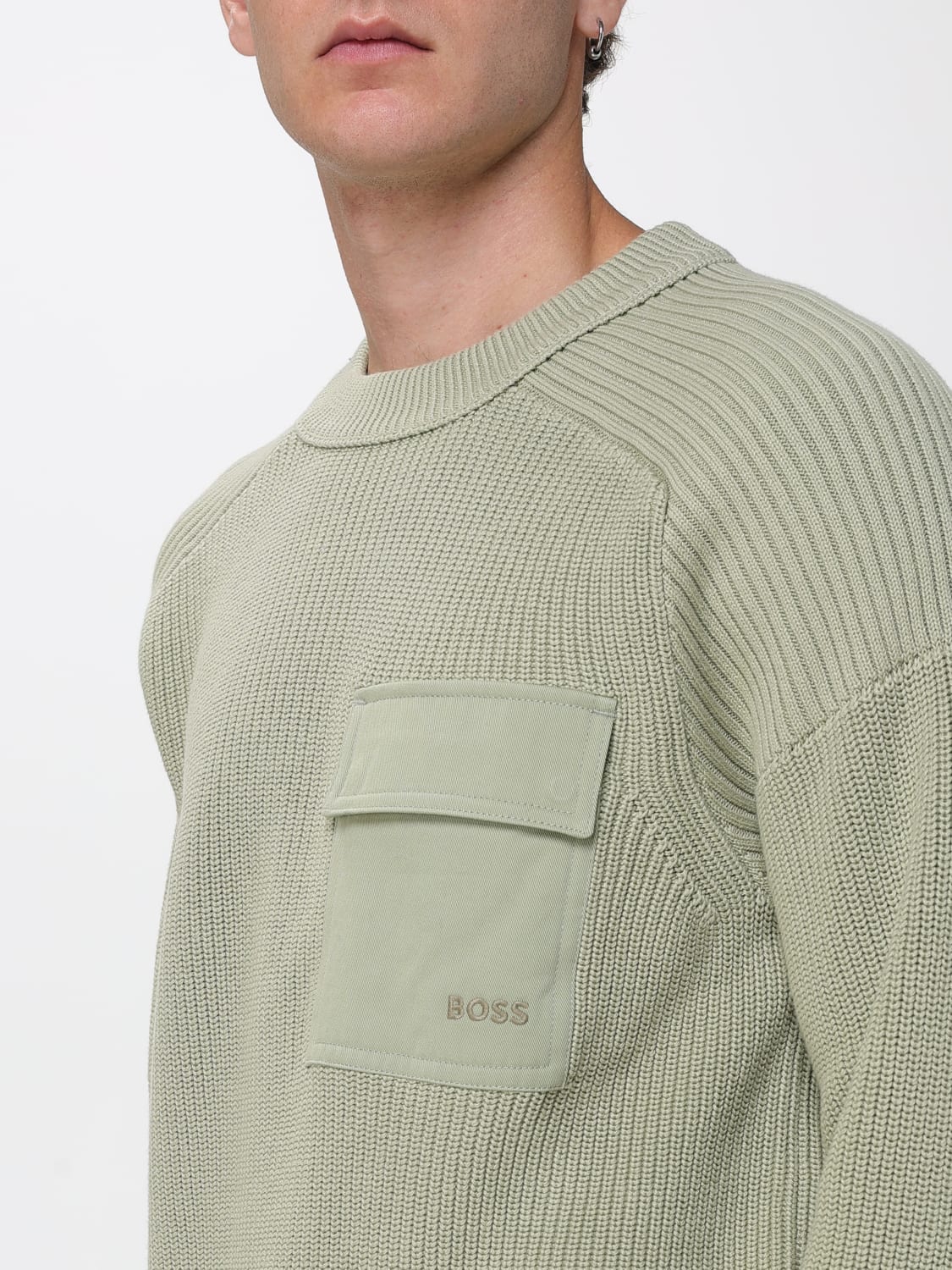 BOSS 毛衣: 毛衣 男士 Boss, 绿色 - Img 3