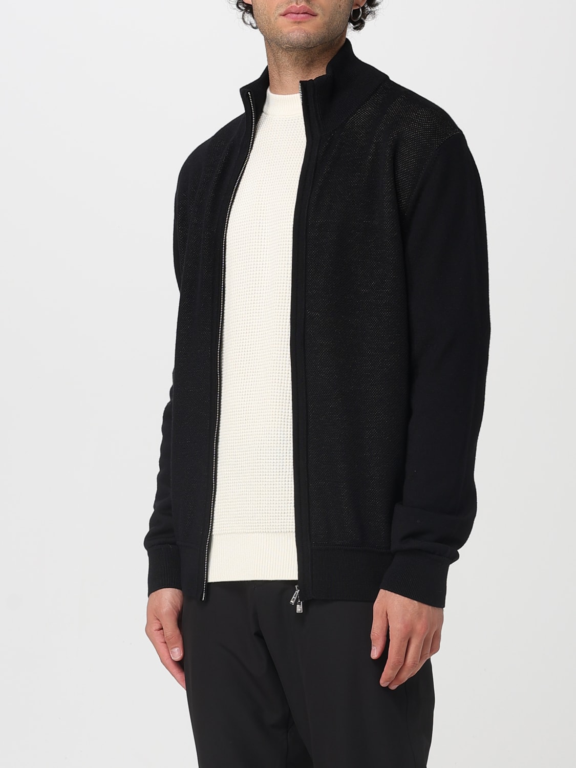 BOSS PULLOVER: Strickjacke herren Boss, Schwarz - Img 3