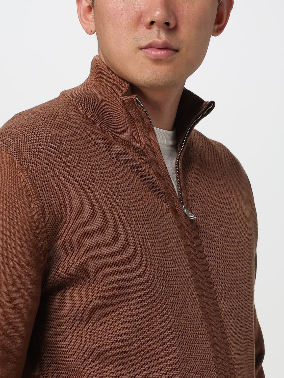BOSS PULLOVER: Strickjacke herren Boss, Braun - Img 4