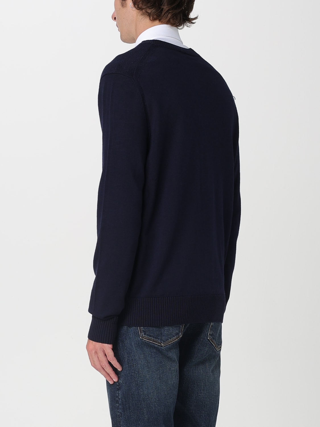 BOSS MAGLIA: Cardigan basic Boss in misto lana, Blue - Img 2