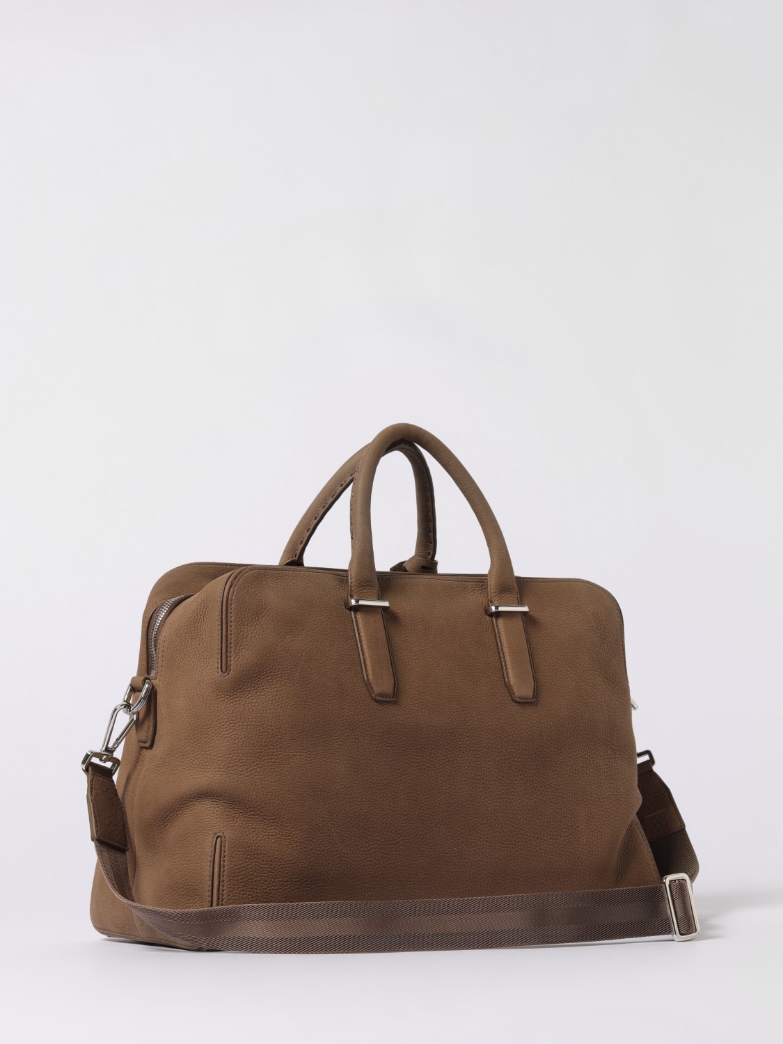 BOSS VALIGIA: Borsone Boss in pelle martellata , Marrone - Img 2