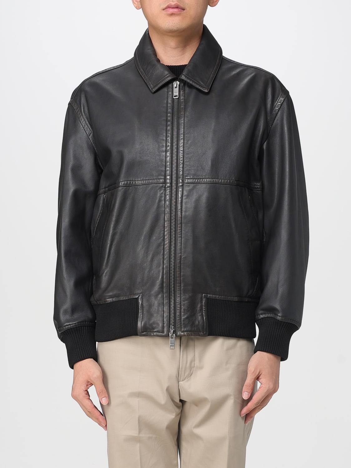 BOSS GIACCA: Giubbotto Boss in pelle , Marrone - Img 1