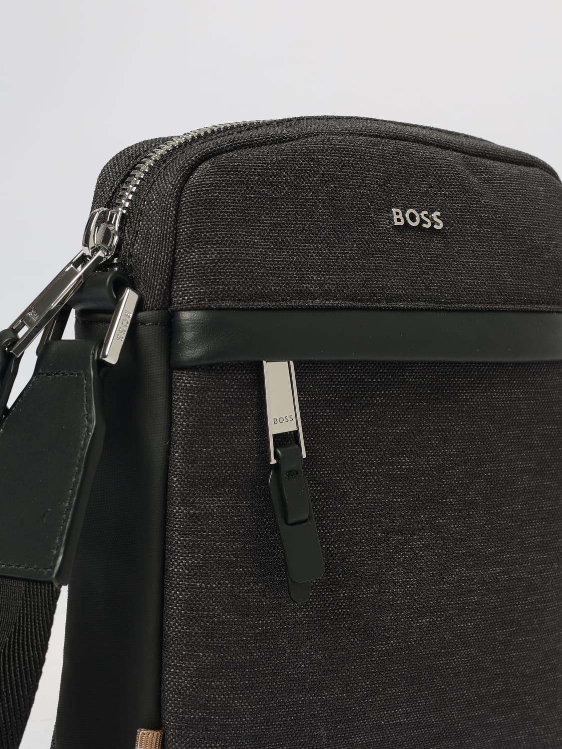BOSS BORSA A TRACOLLA: Borsa Boss in canvas , Grigio - Img 3