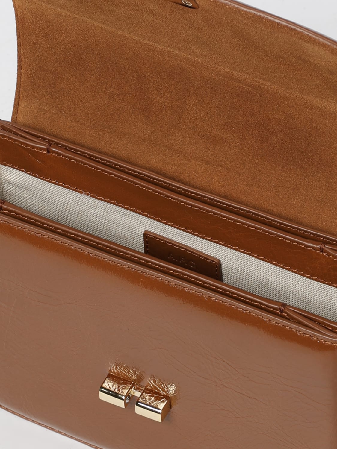 A.P.C. BORSA MINI: Borsa Grace A.P.C. in pelle lucida , Caffe - Img 3