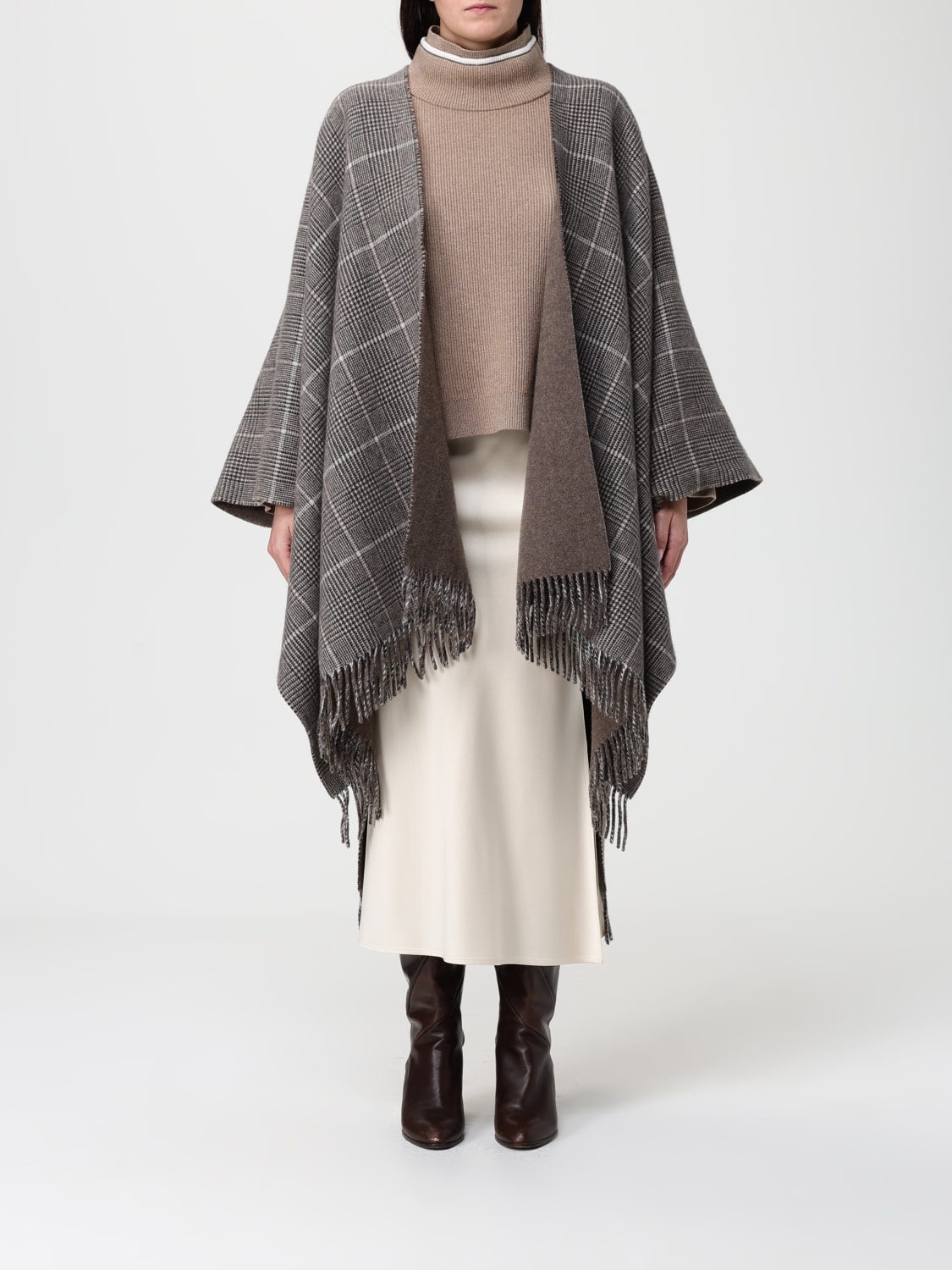 BRUNELLO CUCINELLI MANTEAU: Cape femme Brunello Cucinelli, Marron - Img 1