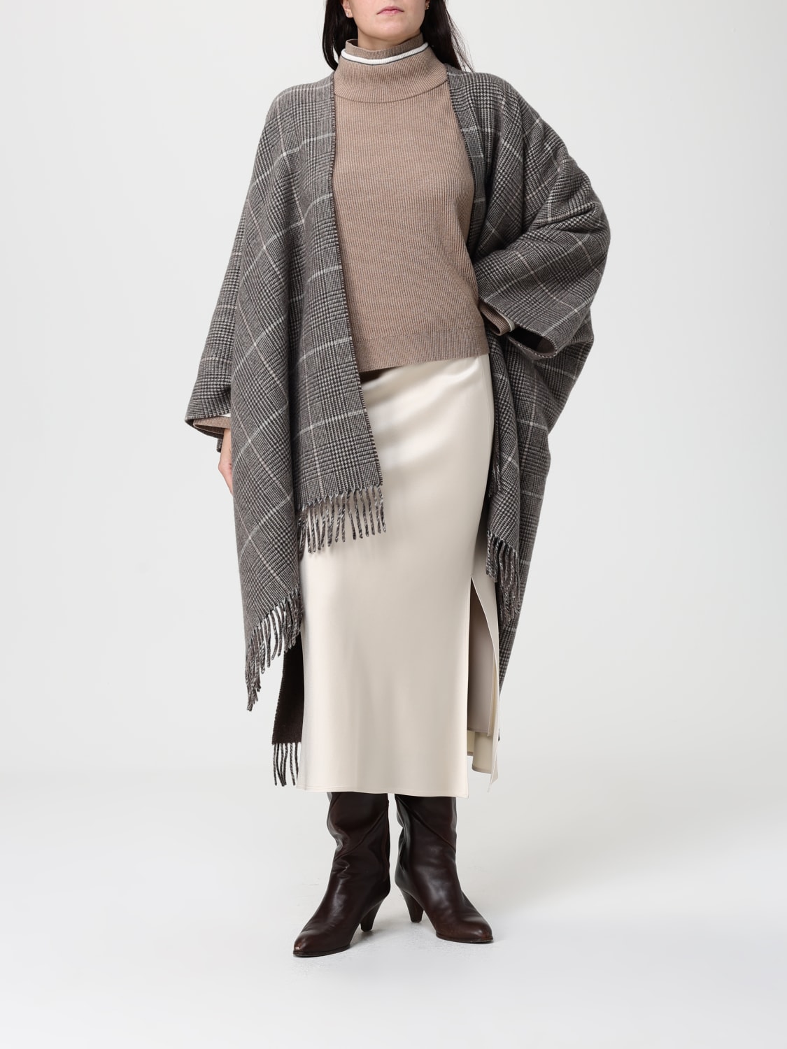 BRUNELLO CUCINELLI MANTEAU: Cape femme Brunello Cucinelli, Marron - Img 2