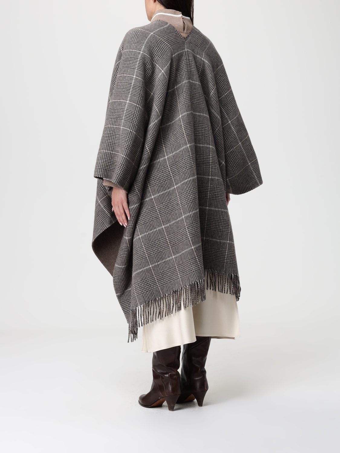 BRUNELLO CUCINELLI MANTEAU: Cape femme Brunello Cucinelli, Marron - Img 3