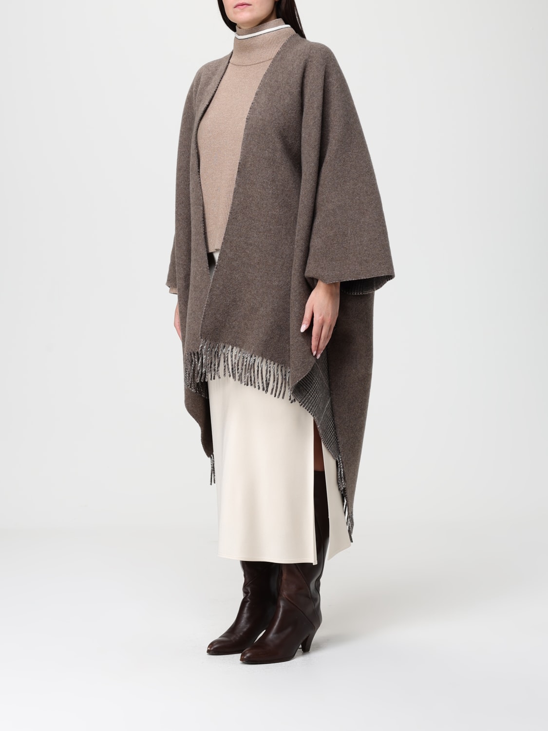 BRUNELLO CUCINELLI MANTEAU: Cape femme Brunello Cucinelli, Marron - Img 4