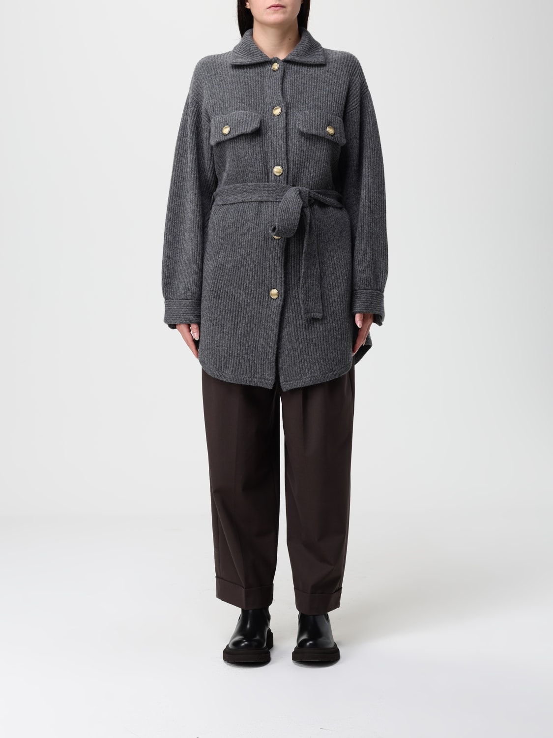 BRUNELLO CUCINELLI PULL: Cardigan femme Brunello Cucinelli, Gris - Img 1