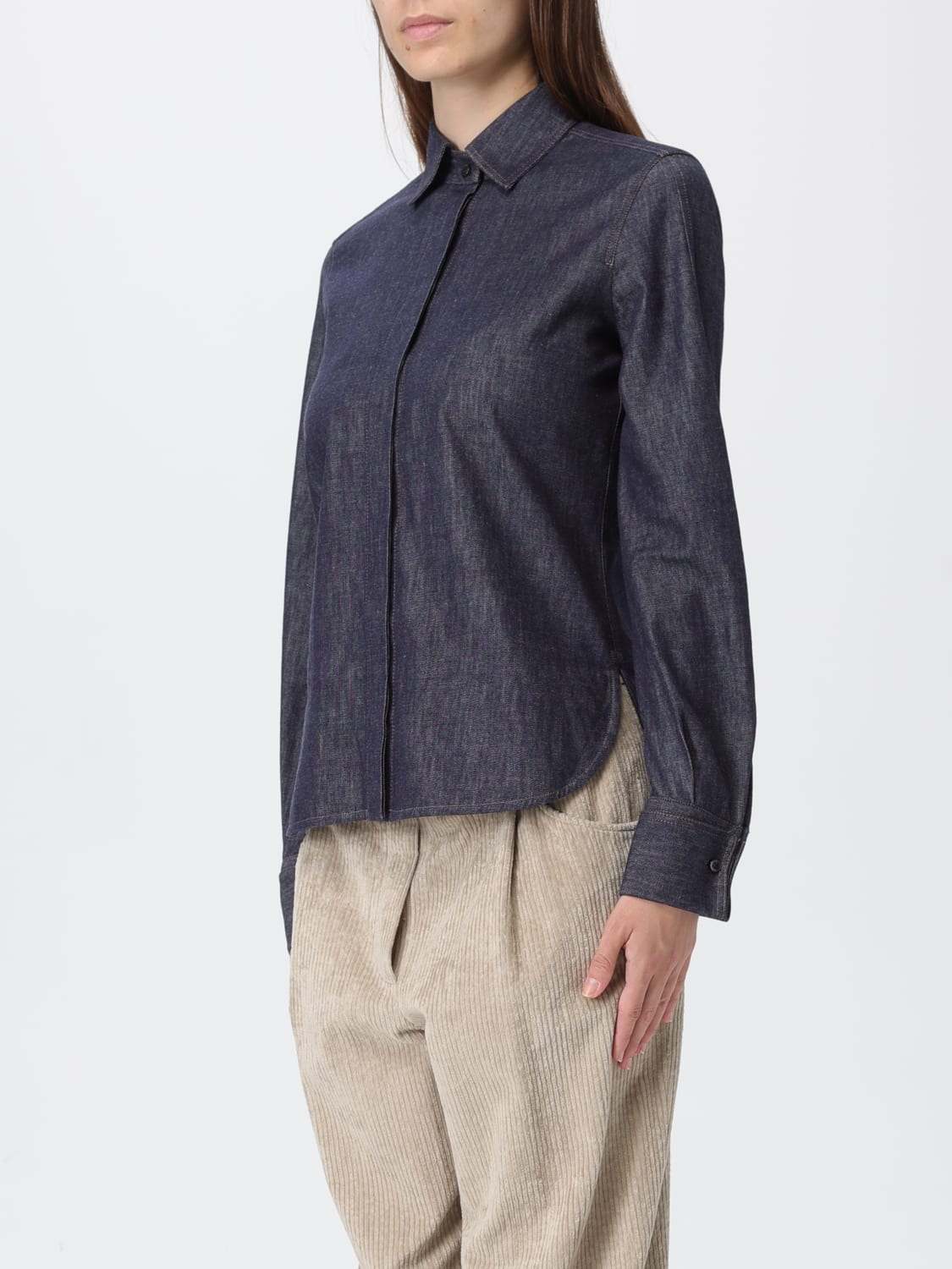 BRUNELLO CUCINELLI CHEMISE: Top femme Brunello Cucinelli, Bleu - Img 4