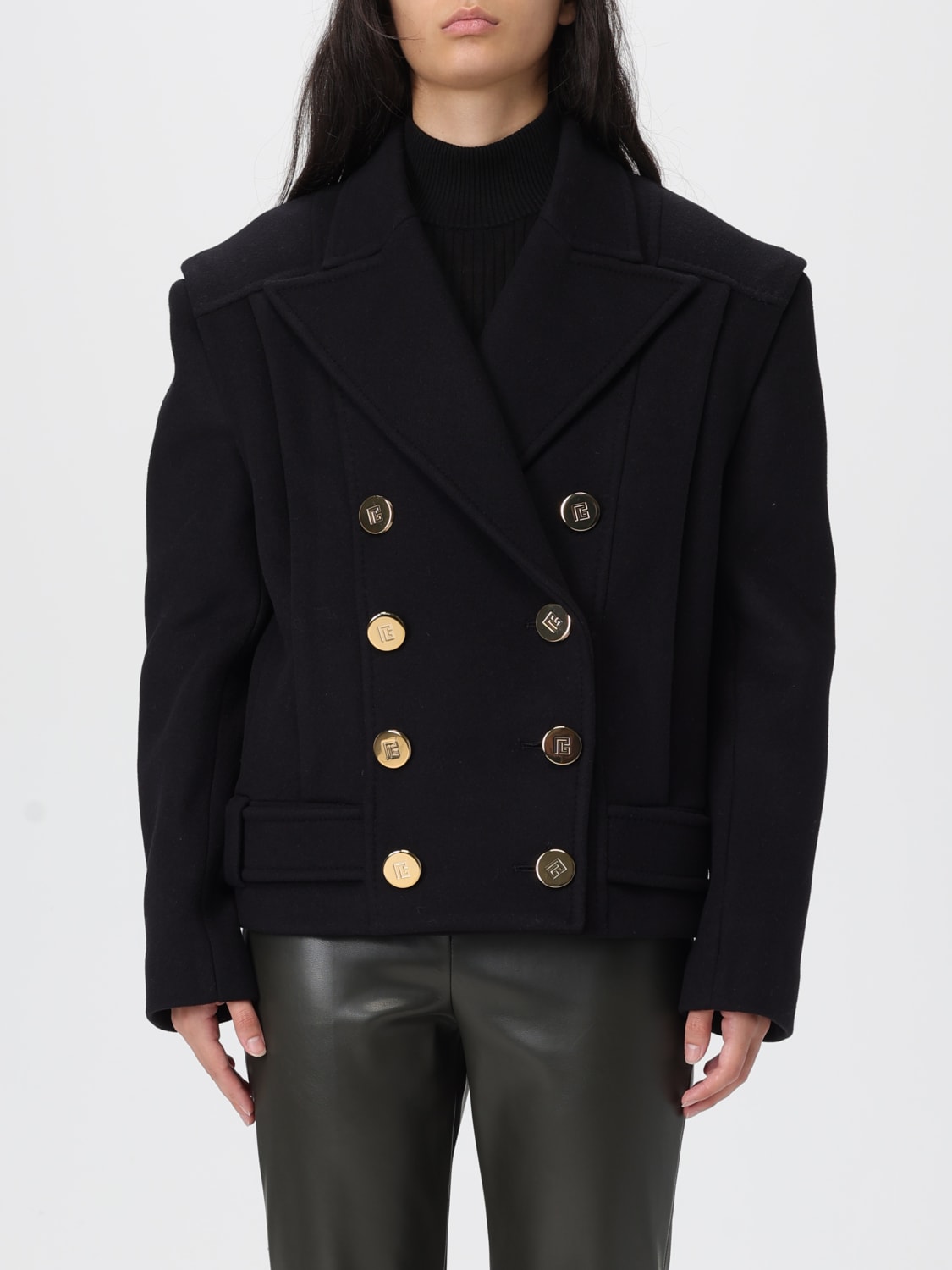 BALMAIN COAT: Trench coat woman Balmain, Black - Img 1