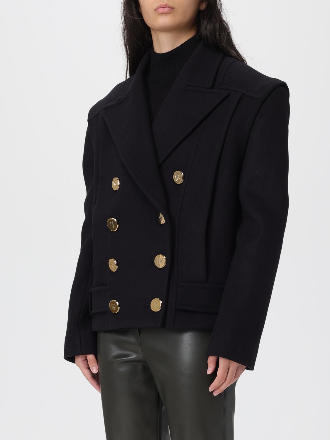 BALMAIN COAT: Trench coat woman Balmain, Black - Img 4