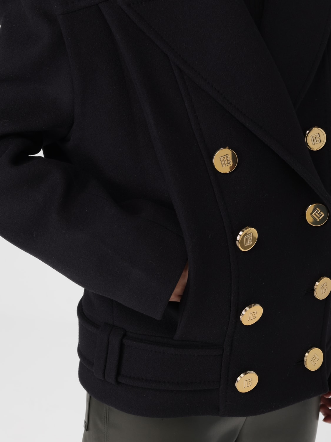 BALMAIN COAT: Trench coat woman Balmain, Black - Img 5