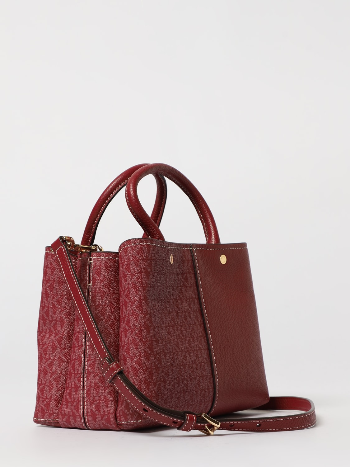 MICHAEL KORS BORSA A MANO: Borsa Flora Michael Kors in pelle a grana con monogram MK stampato , Bordeaux - Img 2