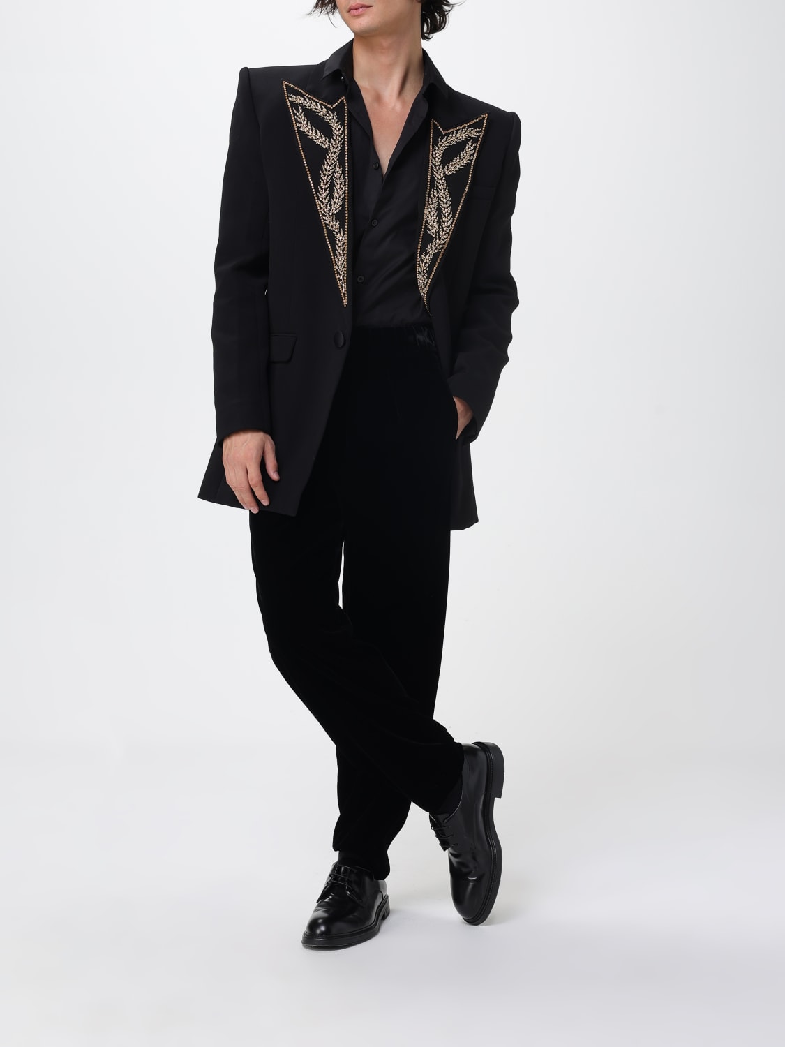 BALMAIN GIACCA: Blazer monopetto Balmain in viscosa con ricami, Nero - Img 2