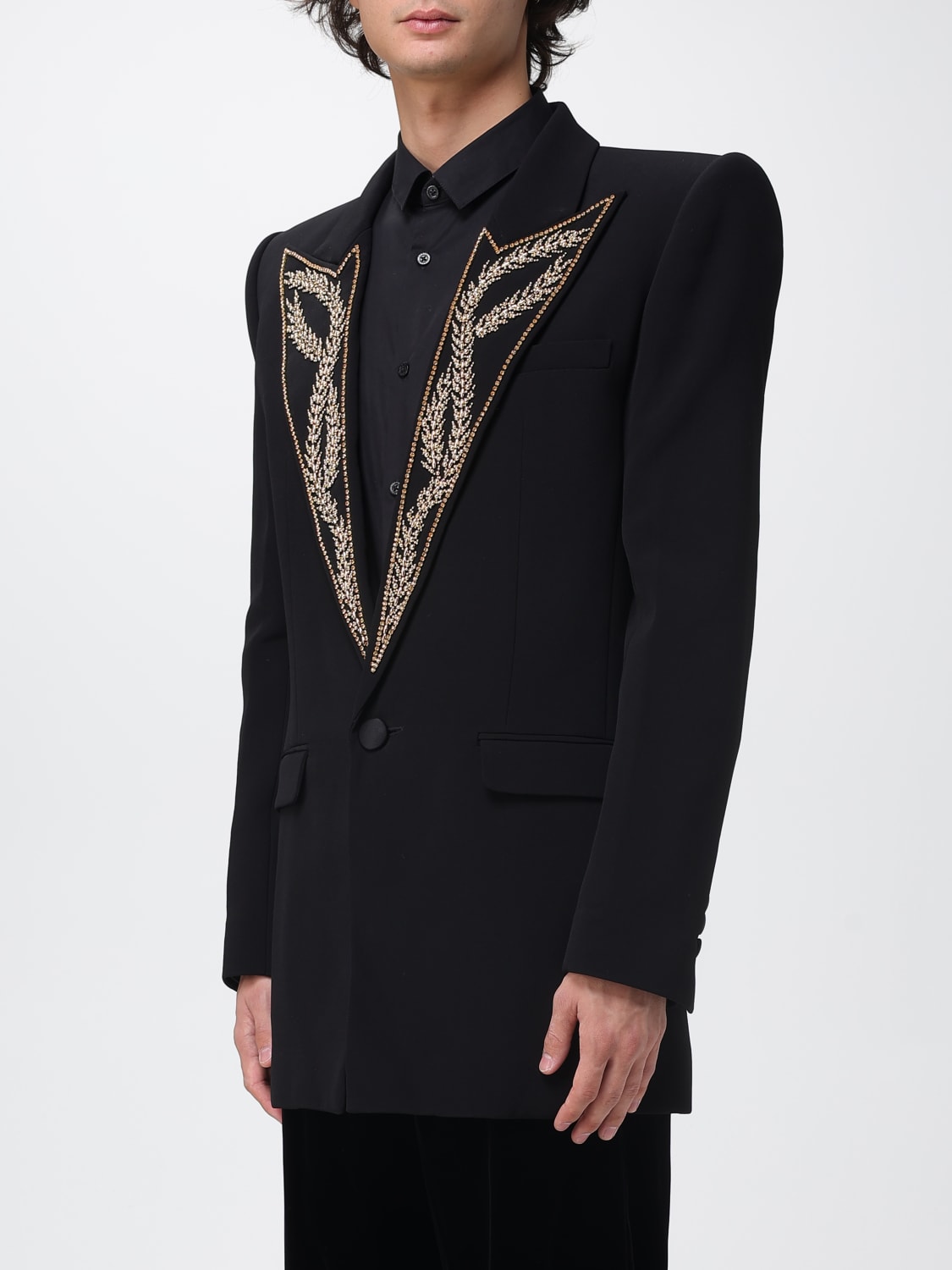 BALMAIN GIACCA: Blazer monopetto Balmain in viscosa con ricami, Nero - Img 4