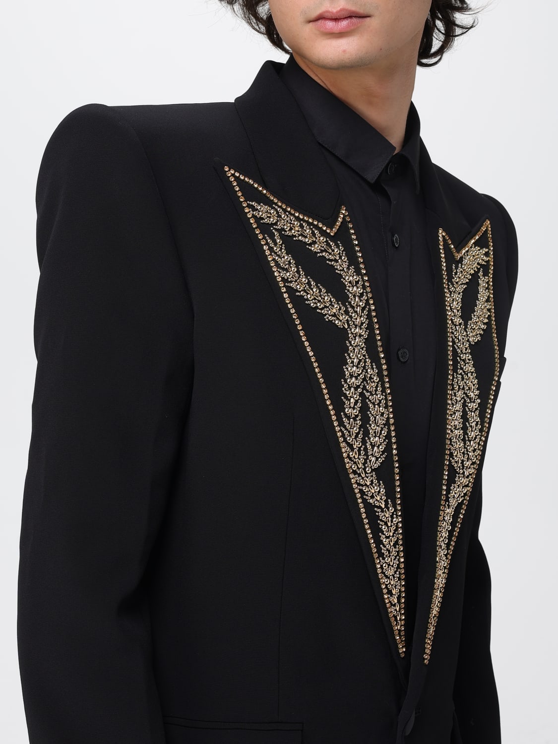 BALMAIN GIACCA: Blazer monopetto Balmain in viscosa con ricami, Nero - Img 5