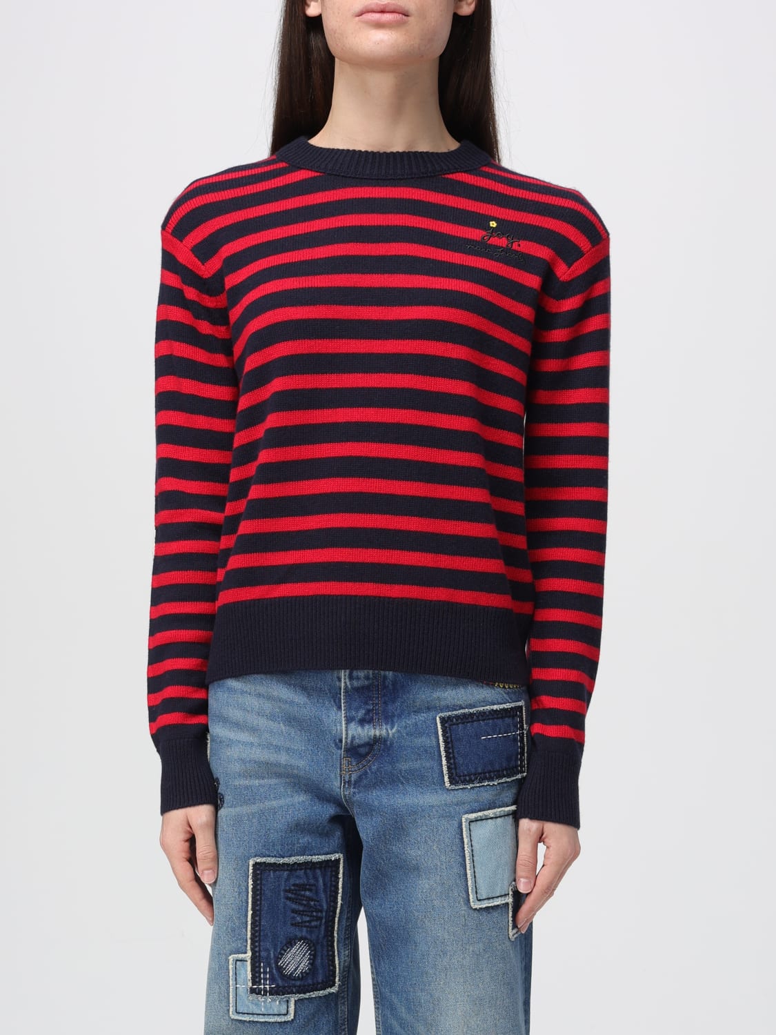 MARC JACOBS MAGLIA: Maglia a righe in lana e cashmere Marc Jacobs, Blue Navy - Img 1