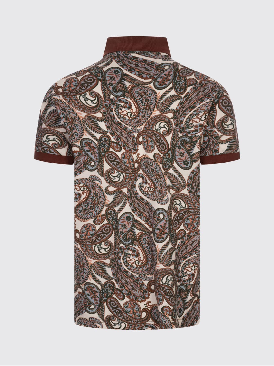 ETRO POLO: Polo in cotone paisley con logo Pegaso Etro, Marrone - Img 2