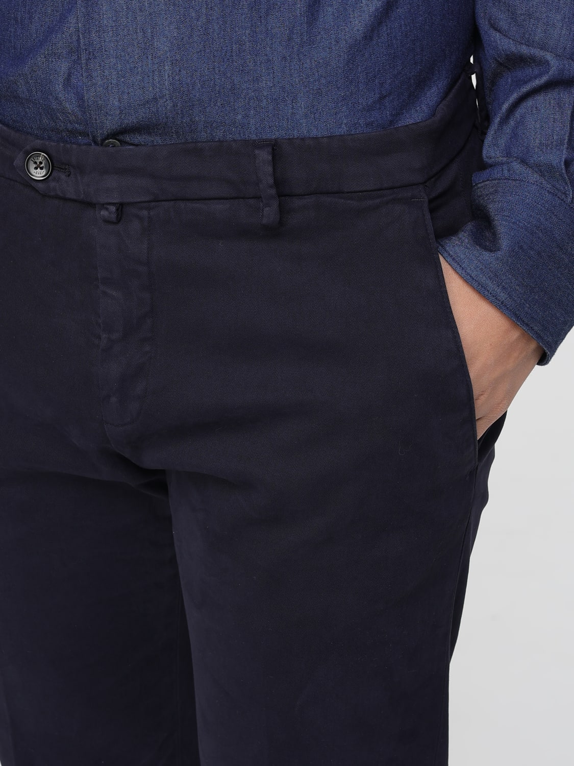 BRIGLIA 1949 PANTALONI: Pantalone chino Briglia 1949 in gabardine di cotone , Blue - Img 3